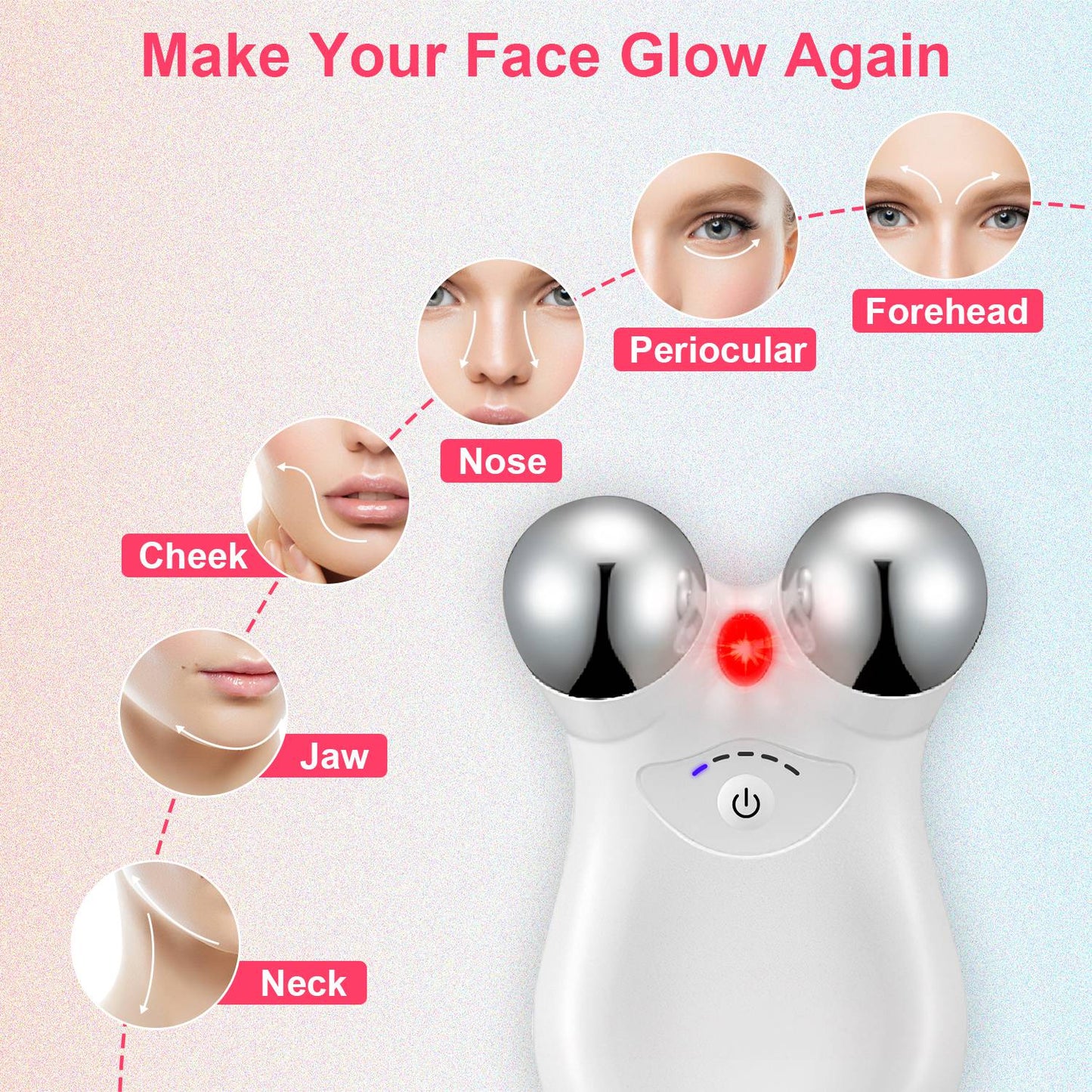 Lumiere Micro-Current Face & Neck Massager - 5-Mode Red Light Therapy Device