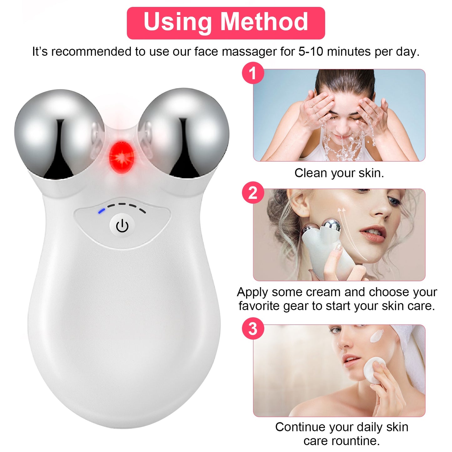 Lumiere Micro-Current Face & Neck Massager - 5-Mode Red Light Therapy Device