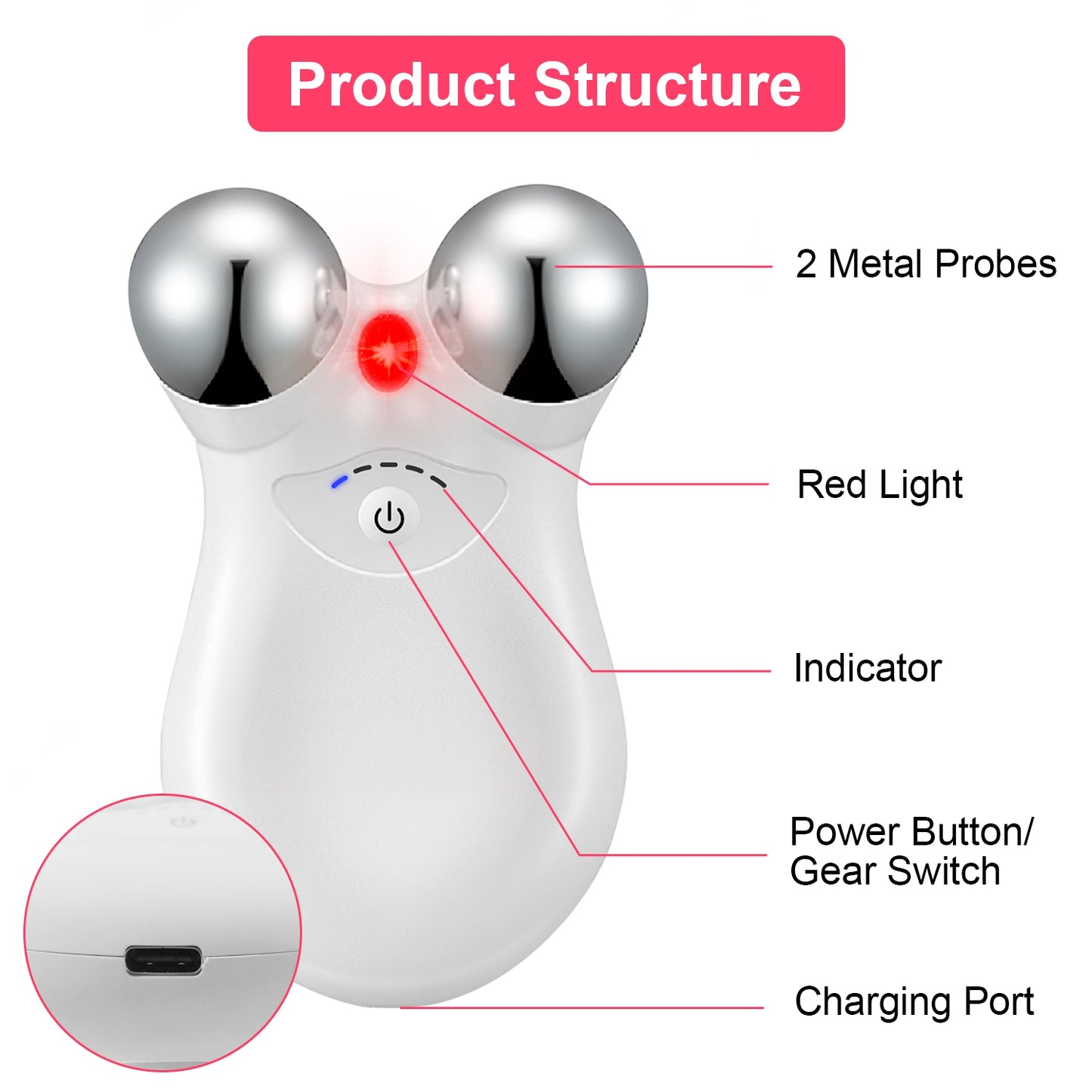 Lumiere Micro-Current Face & Neck Massager - 5-Mode Red Light Therapy Device